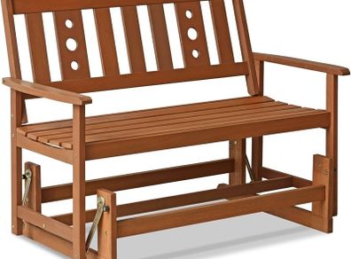NEW SALE | Outdoor Hardwood New Mexico Glider, Wood, Natural, 111.76 (W) x 91.49 (H) x 70 (D) cm