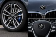 Full set of BMW black carbon fibre caps/badges (E Series) FREE POST