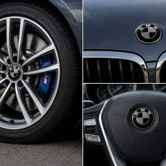 Full set of BMW black carbon fibre caps/badges (E Series) FREE POST