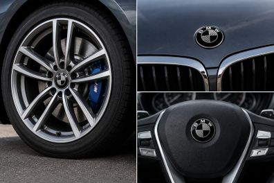 Full set of BMW black carbon fibre caps/badges (E Series) FREE POST