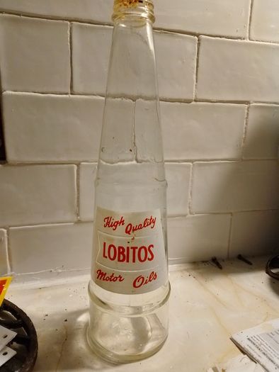 Vintage Lobitos Motor Oils glass bottle