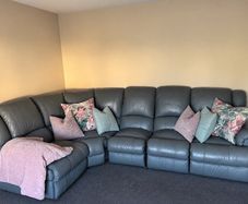 Grey Leather Recliner Couch