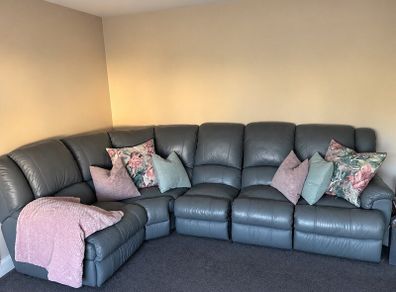 Grey Leather Recliner Couch