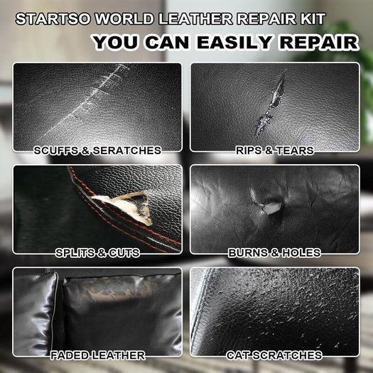 Black Leather Repair Kit for Furniture, Leather Seat Repair Kit for Car Interior, Car Seats, Sofa, Jacket and Purse, Restore Any Material with Super Easy Instructions