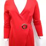 NWT Karen Millen Bright Poppy Red Strong Shoulder Eyelet Ponte Dress Image 8