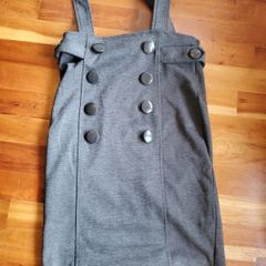 Grey Pinafore Dress with Button Detail