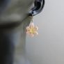 Handmade Beaded Pink Flower Earrings Image 2