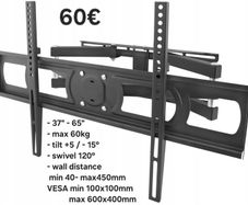 Tv Wall Mount Bracket Tilt Swivel Full Motion 37-65"