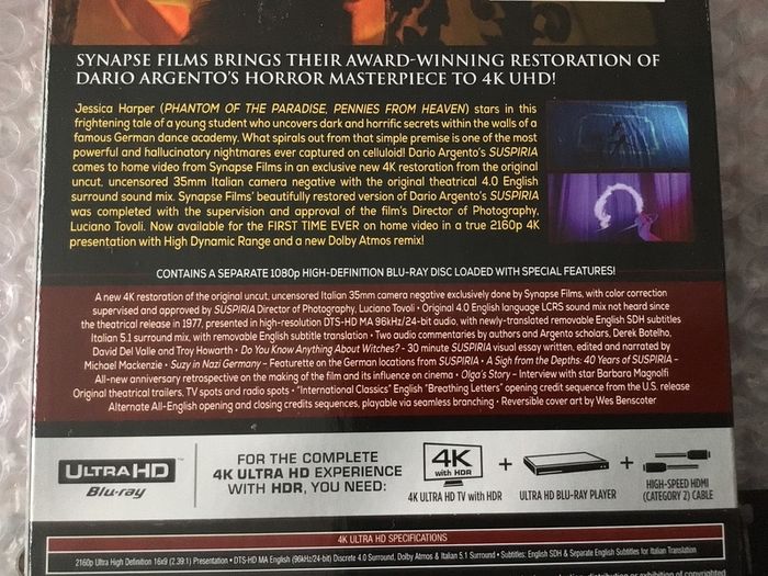 Suspiria 4K American Import Region Free