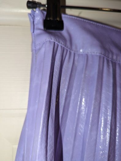 purple/lilac faux leather pleated midi skirt from River Island