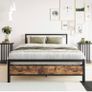 4ft6 Double Bed Frames with Wood Headboard Image 2