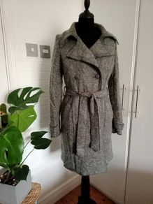 Winter Grey coat wool effect size 12 as Sarah Pacini style