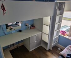 Loft bed and desk. Read description.