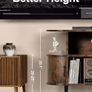 Mid Century Modern TV Stands for Bedroom, TV Entertainment Center with Storage for TVs, Media Console Cabinet with Sliding Doors for Bedroom, Living Room Image 2