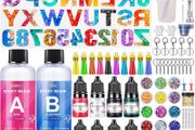 Epoxy Resin Kits for Beginners, 192 Pcs Letter Number Resin Moulds Silicone Keyring Making Kit, with 400ml Clear Resin, Resin Accessories/Pigment/Glitter Sequin/Gold Leaf/Keychain Tassels (FREE POSTAGE)
