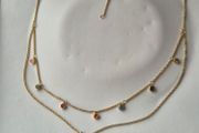 Original Thomas Sabo Charm Club necklace, S925 gold plated with multicolour stones, triangle charm &amp; opal pendant.  Very good condition. Rare layered model.