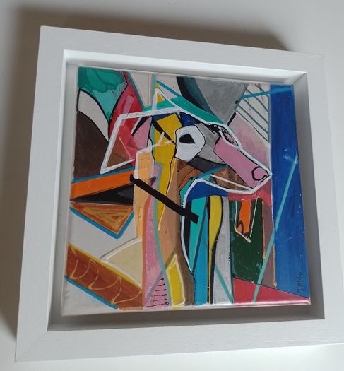 Original Painting of a Dog Framed Original Abstract Painting of Dog  Fauvist Art Figurative Art
