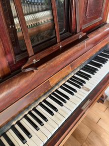 Victorian player piano, ivory keys