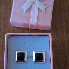 Sterling Silver Earrings Black