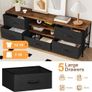 TV Stand Cabinet, TV Unit TV Console Table with 5 Drawers Storage Organizers, Entertainment Center with Open Shelf for Living Room, Bedroom (Black) Image 5