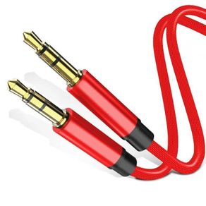 New 1m Nylon Mini Jack Cable 3.5mm Male To Male Plug Audio AUX Gold Plated #933
