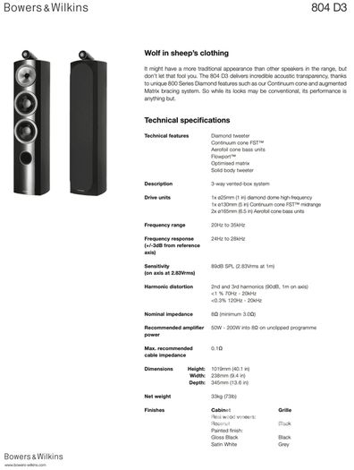 Stunning Iconic Like New Boxed Pristine Condition Bowers And Wilkins 804D3 Only Set in Ireland half the RRP