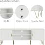 White Wood TV Stand for up to 65 Inch TV, 137cm TV Unit with 2 Cabinets and Open Shelves, Modern TV Console Table for Living Room,53.9 x 15.0 x 18.9 inches Image 5