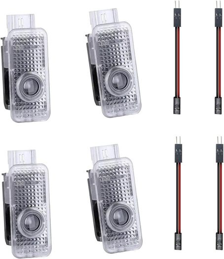AUDI Car Door Logo Projector Light, 4pcs LED Car Welcome Lights Compatible for A1/A3/A4/A5/A6/A7/A8/Q2/Q3/Q4/Q5/Q6/Q7/Q8/TT/S1/S3/S4/S5/S6/S7/S8
