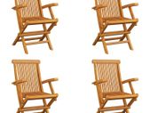 Folding Garden Chairs 4 pcs Solid Teak Wood