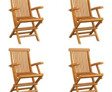 Folding Garden Chairs 4 pcs Solid Teak Wood