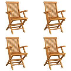 Folding Garden Chairs 4 pcs Solid Teak Wood