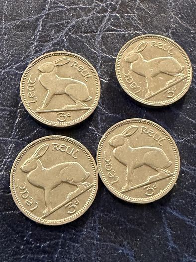1928 1933 1934 and 1935 threepence coin 3d predecimal