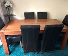 Solid Oak dining table with 6 high back chairs