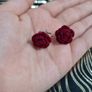 Clip on red rose earrings Image 2