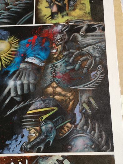 2000ad Judge Dredd Megazine original art Nick Percival Brit Cit Brute with Overlay