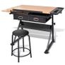Two Drawers Tiltable Tabletop Drawing Table with Stoo Image 5