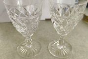 Stuart Crystal England Signed 2 Victoria Cut Ball Stem 4 1/2 inches Wine Glasses 1930