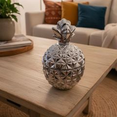 H&M Home Pineapple Ornament Jar Silver Glass