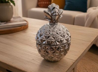 H&M Home Pineapple Ornament Jar Silver Glass