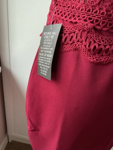 Bnwt burgundy lace detail occasion dress size 14
