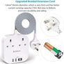 Extension Lead, Power Strips with 2 Way Outlets 4 (4.5A, 2 Type C and 2 USB-A Port) Surge Protection Plug Extension Socket with 1.6M Braided cord for Home Office Image 4