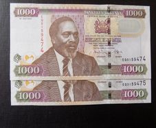 Kenya 2010.Consecutive Pair.1000 Shillings.A/Uncirculated.