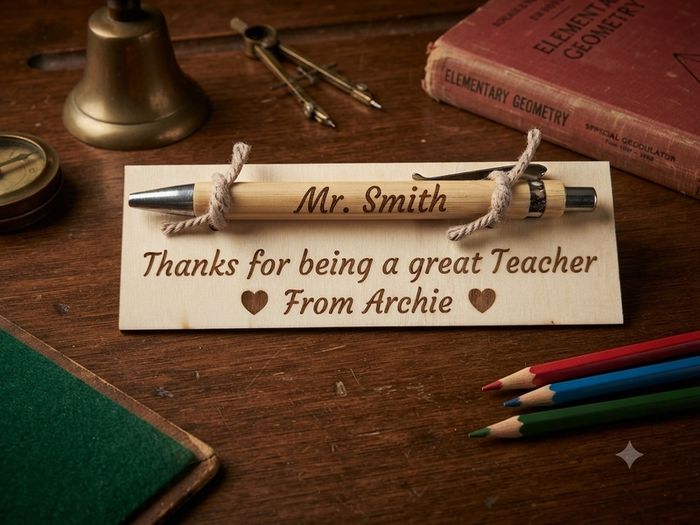 Personalised pen and wooden card