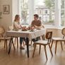 Dining Room Chairs, Set of 2, PU Leather Kitchen Chairs with Rattan Backrest, Accent Chairs Made of Wood for Dining Room, Living Room, Kitchen (Beige) Image 6