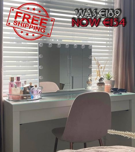NEW SALE | Hollywood Vanity Cosmetic Mirror For Makeup with Lights, Type-C and USB Output Port, 15 Bulbs 3 Lighting Modes