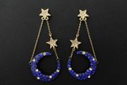 Star Starburst Moon Sapphire Stone Earrings