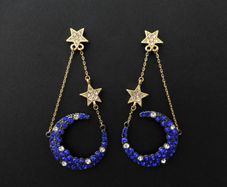 Star Starburst Moon Sapphire Stone Earrings