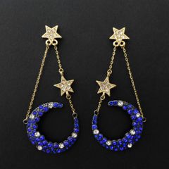Star Starburst Moon Sapphire Stone Earrings