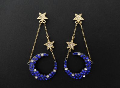 Star Starburst Moon Sapphire Stone Earrings
