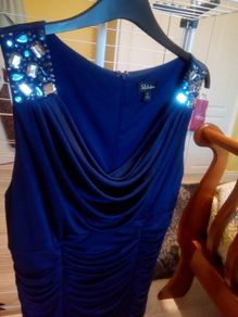 Stunning Dress navy ruched 14